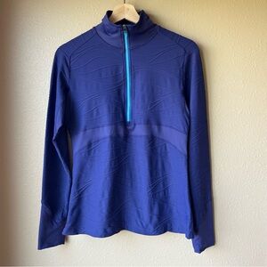 Title Nine Swift Pullover Top Size M 1/2 Zip Purple Textured Long Sleeve Stretch